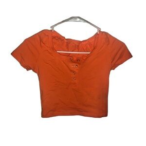 Button Front Crop Tee